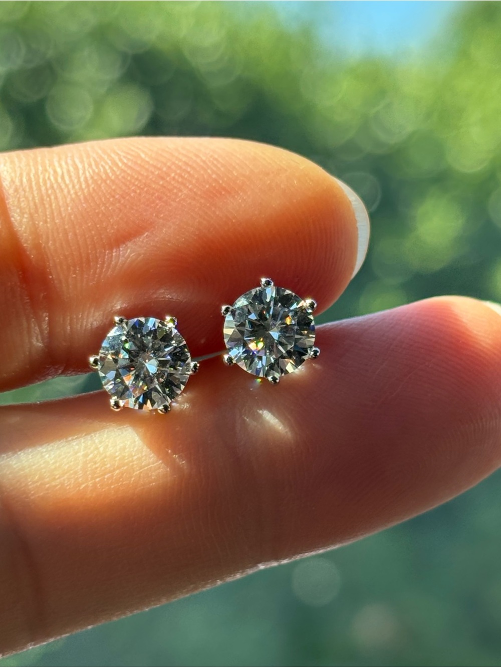 Certified 2.00ctw VVS1/D RD Brilliant Moissanite Classic 6-Prongs Stud Earring
